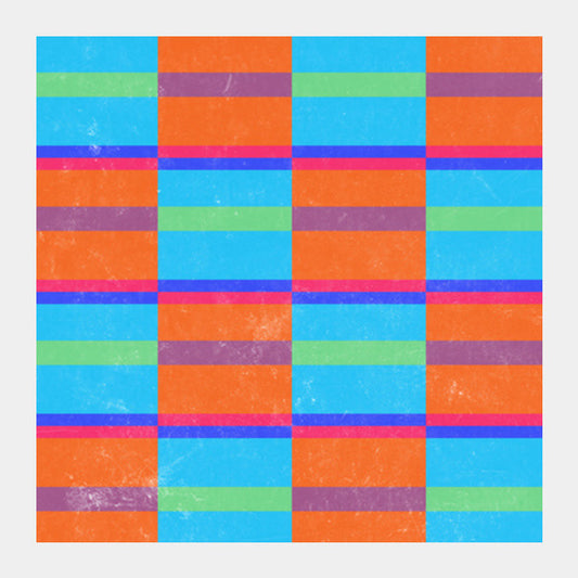 Evermore | Orange Cyan | Geometric Pattern Square Art Prints