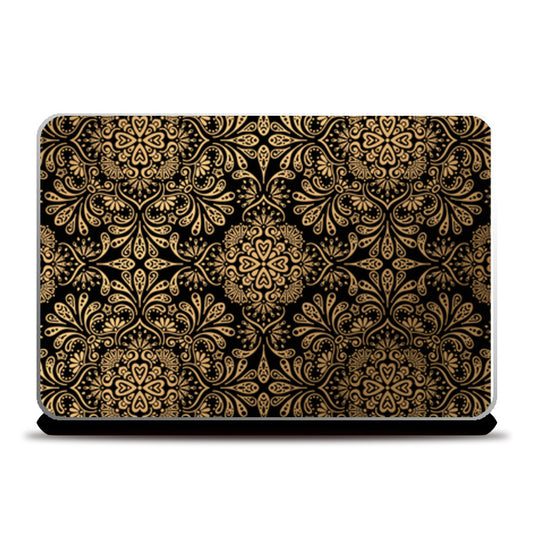 Golden Shapes Floral Laptop Skins