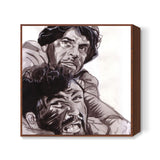 Dharmendra and Amjad Khan in a fight-to-the-finish in Sholay Square Art Prints