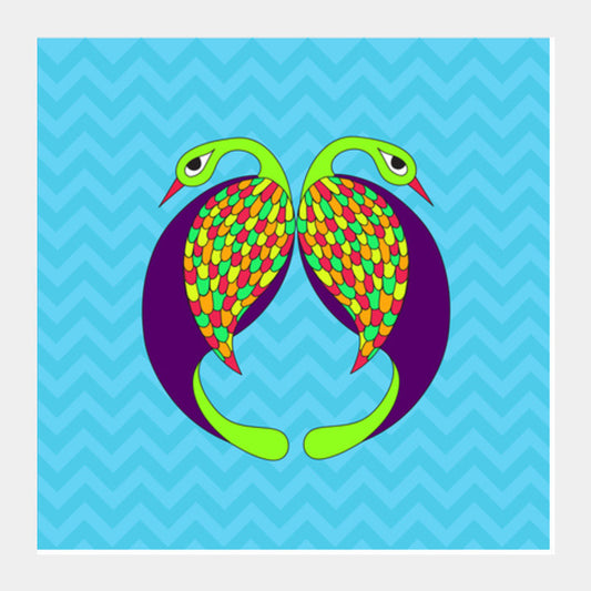 Peacock Love Square Art Prints