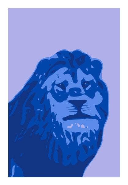 Abstract Lion Blue Art PosterGully Specials