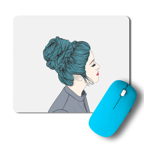 Calm Composed Girl In Deep Thoughts Artwork Mousepad