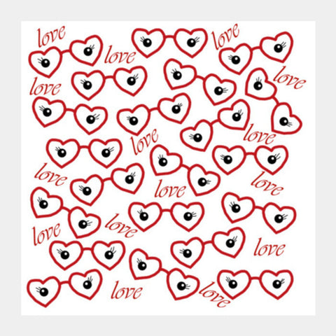 Square Art Prints, Valentines Day Heart Shaped Glasses Retro Love Pattern Square Art Prints