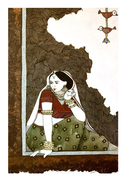 Rajasthani woman at the window - artist Alpana Lele Wall Art