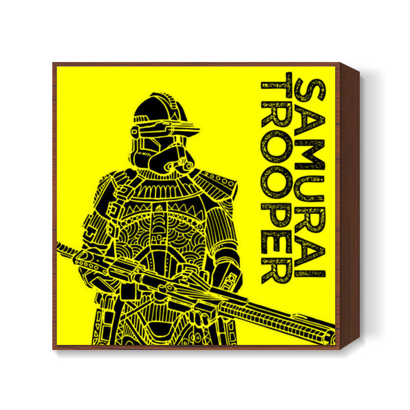 Samurai Trooper: Star Wars inspired original art print, Yellow and Black, Bold and bright art print Square Art Prints