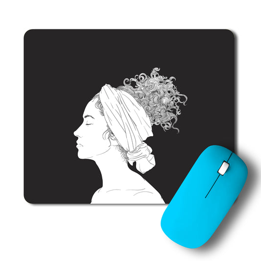 Calm Face Curly Hair Artwork Mousepad