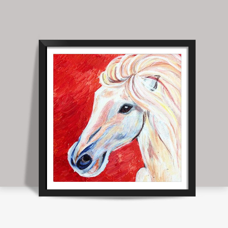 Fiery horse on canvas Square Art