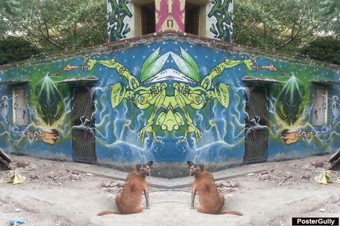 Wall Art, Double Dog Graffiti  Artwork