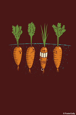 Brand New Designs, Carrots - Dark Brown | By Captain Kyso, - PosterGully - 1