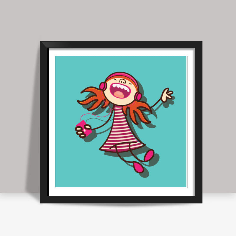 musica girl Square Art Prints