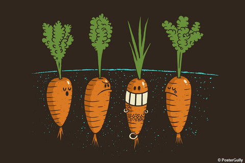 Brand New Designs, Carrots - Dark Grey | By Captain Kyso, - PosterGully - 1
