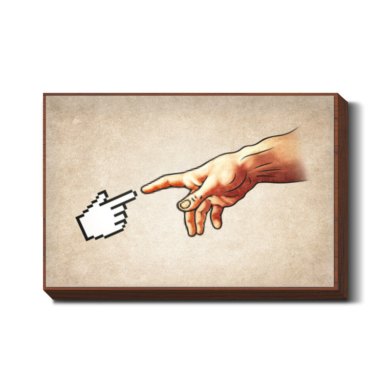 Funny 8bit Nerd & Geek Humor (Creation of Adam Parody) Wall Art