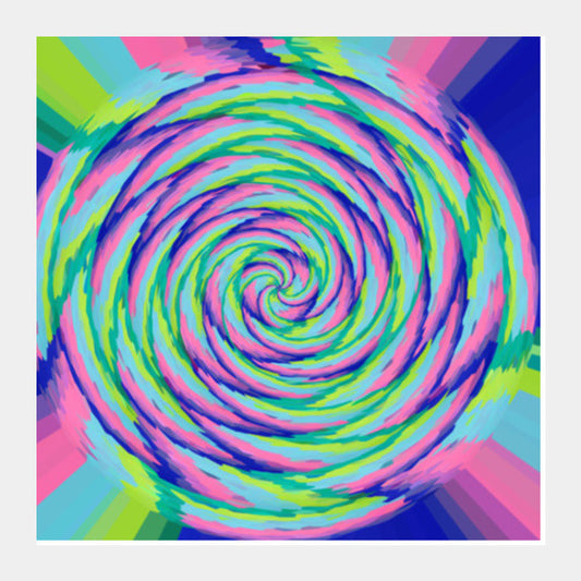 Rainbow Swirl Abstract Psychedelic Digital Wall Art Square Art Prints