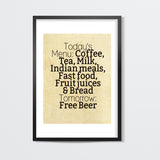 Free Beer Cafeteria Sign Wall Art