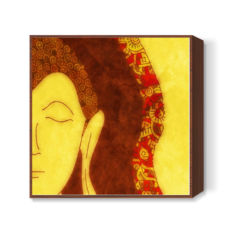 Half Buddha Zenscrawl Square Art Prints