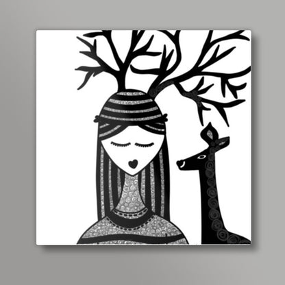 The Girl & the deer <3 Square Art Prints