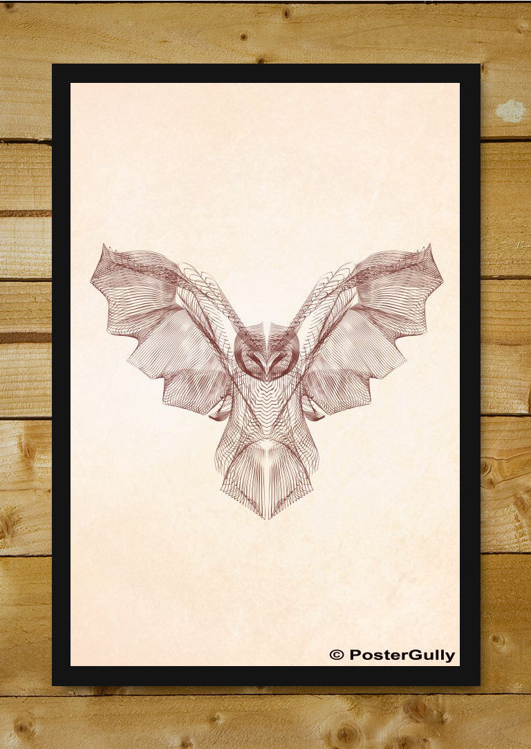 Wall Art, Owl Symmetric Line Artwork