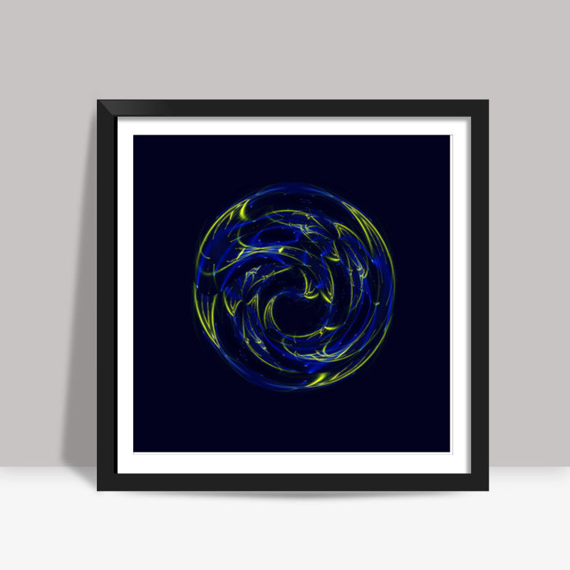 Blue Abstract Beautiful Motion Fractal Sphere Background Square Art Prints