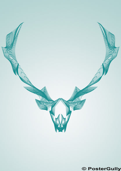 Wall Art, Deer Symmetric Line Artwork