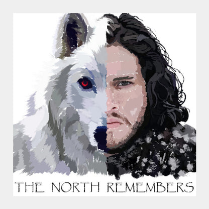 Square Art Prints, Jon Snow and Ghost Square Art