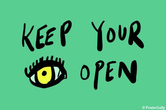 Wall Art, Eyes Open Motivational Green, - PosterGully - 1