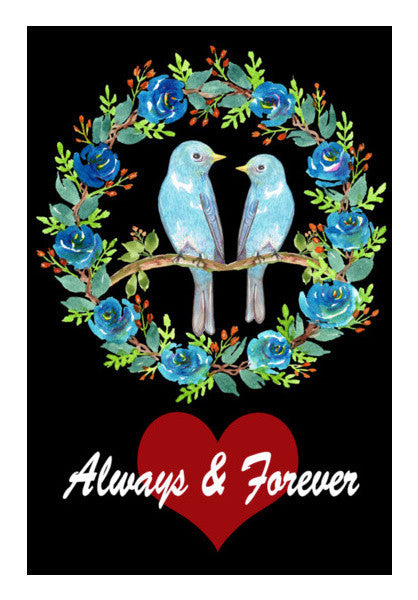 Watercolor Floral Wreath And Birds Love Typographic Design Art Print Art PosterGully Specials