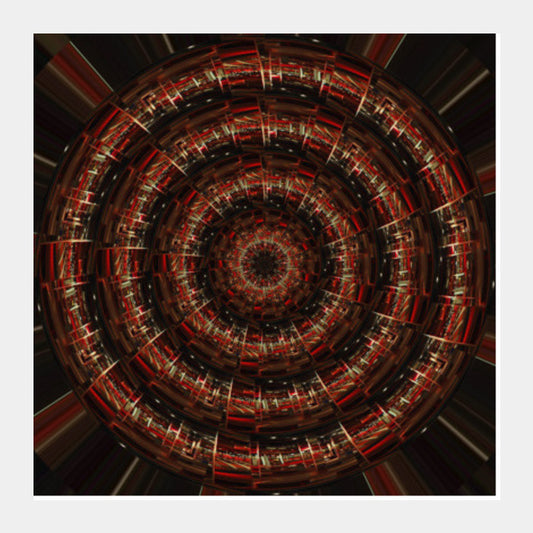 Abstract Futuristic Tunnel Fractal Art Background Square Art Prints
