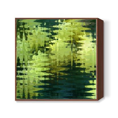 Abstract Green Zigzag Waves Art Background Square Art Prints