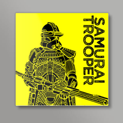 Samurai Trooper: Star Wars inspired original art print, Yellow and Black, Bold and bright art print Square Art Prints