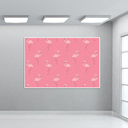 Pink - Dots with Flamingo  Wall Art