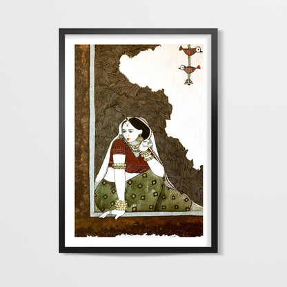 Rajasthani woman at the window - artist Alpana Lele Wall Art