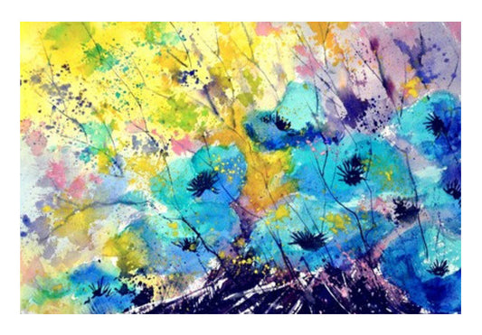 Wall Art, watercolor blue flowers Wall Art