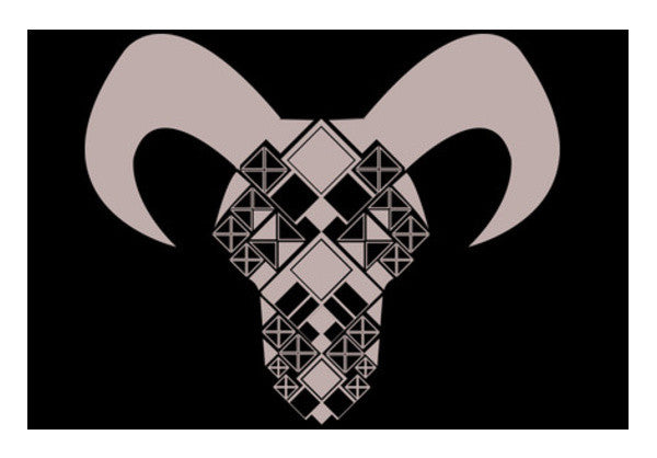Capricorn symbol, Bull, Geometrical shapes, Black and white Wall Art Design Wall Art