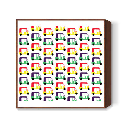 Auto Rickshaw Pattern Square Art Prints