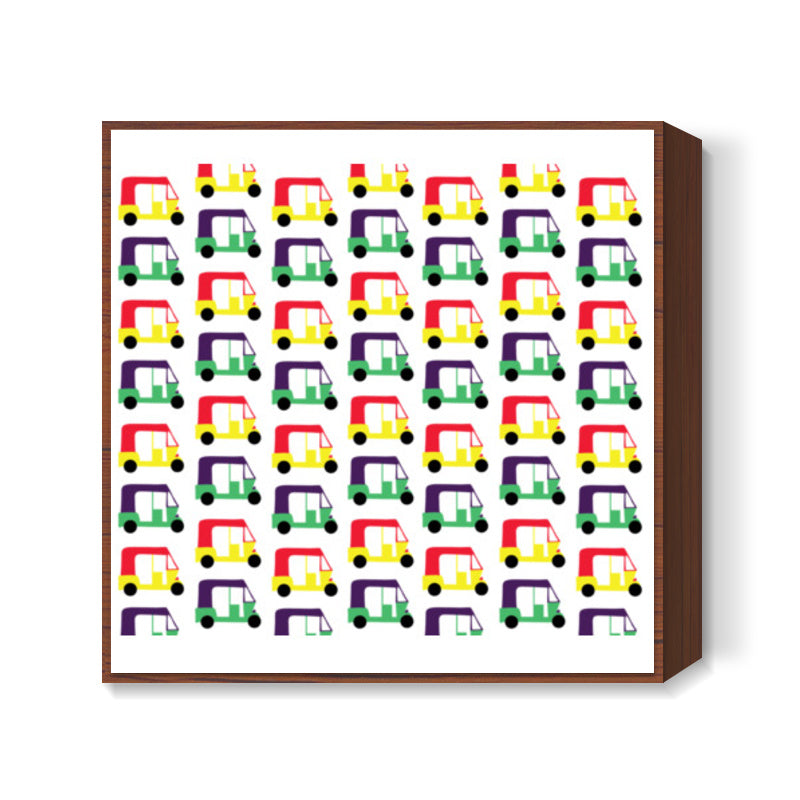 Auto Rickshaw Pattern Square Art Prints