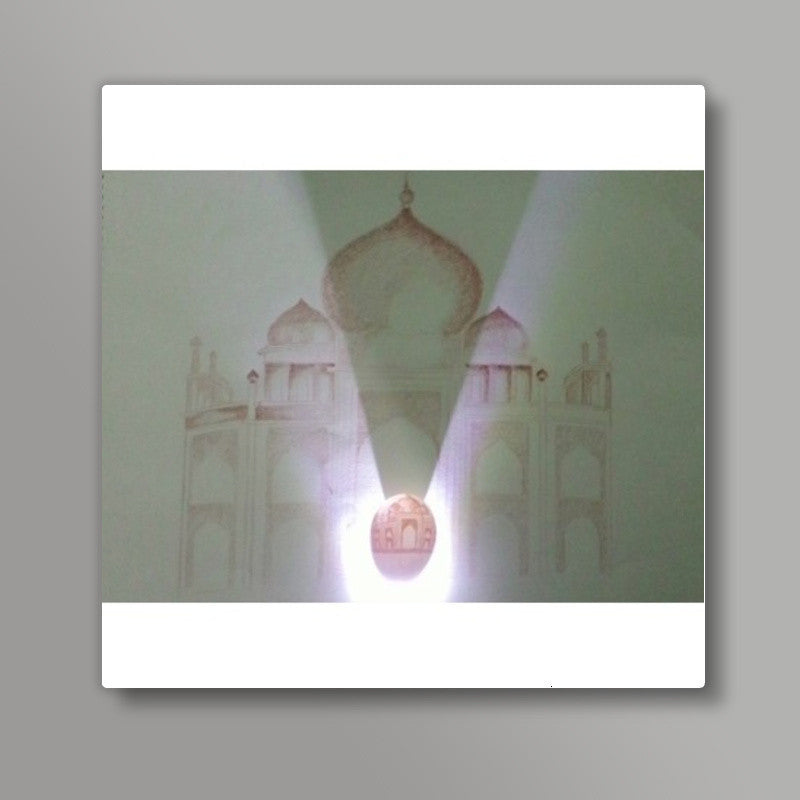 A premium taaj art on egg with taaj wallprint Square Art Prints