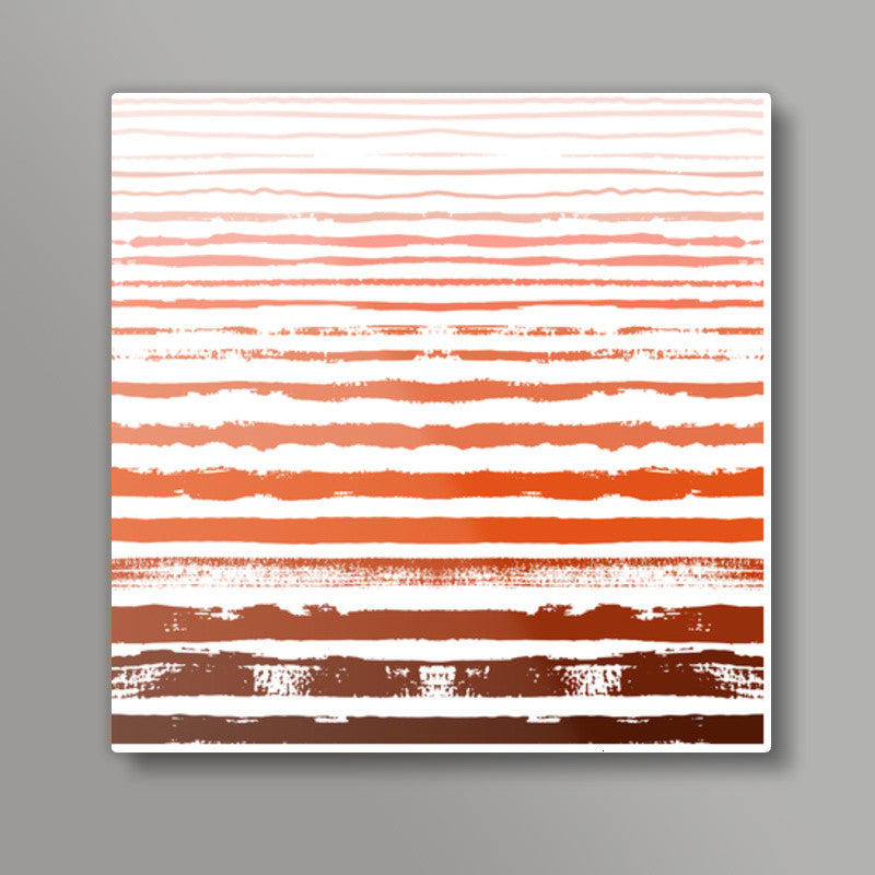 Uneven Orange Stripes Square Art Prints