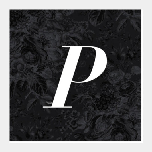 'P' Letter, Vintage Literary Print (Dark) Square Art Prints PosterGully Specials