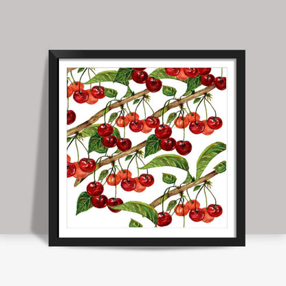 Cherries Pattern Square Art Print l Artist: Seema Hooda