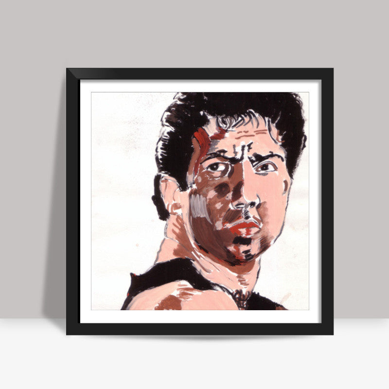 Bollywood superstar Sunny Deol proves that a wounded man is a dangerous man Square Art Prints
