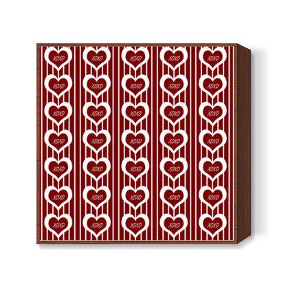 Valentines Day Red Hearts XOXO Love Seamless Pattern Square Art Prints