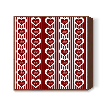 Valentines Day Red Hearts XOXO Love Seamless Pattern Square Art Prints