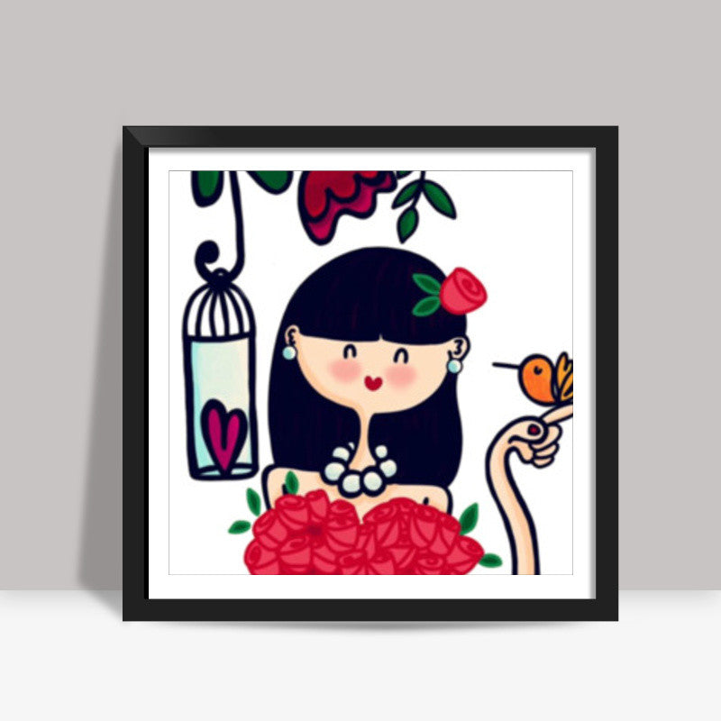 Pretty Girl Square Art Prints