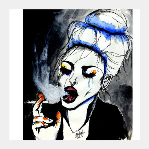 Smoking lady | cigarette |  Square Art Prints