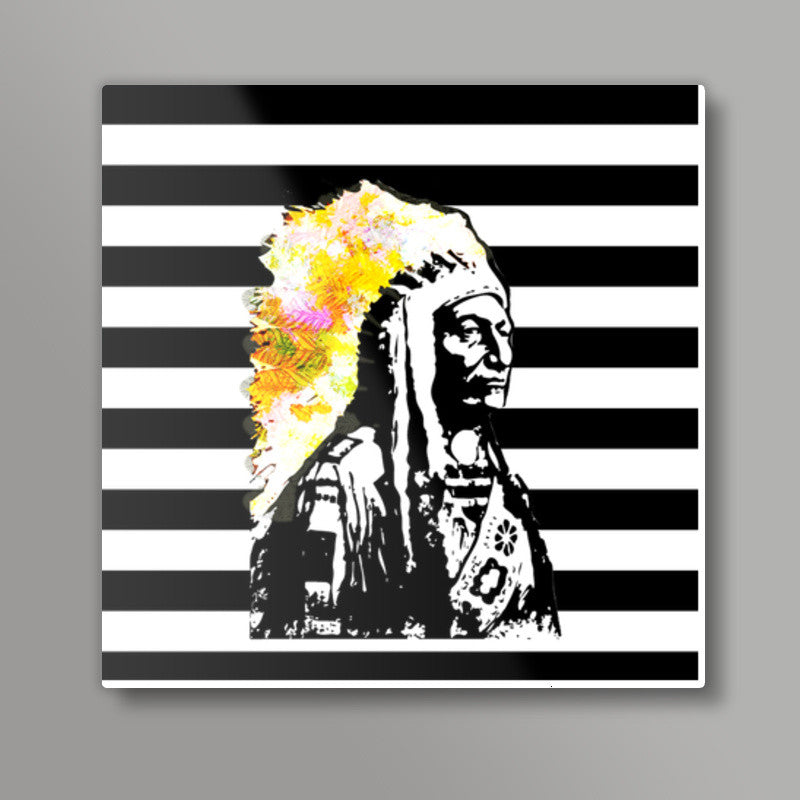 Red Indian Square Art Prints