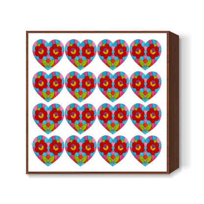 Valentines Day Colorful Mosaic Heart Love Pattern  Square Art Prints