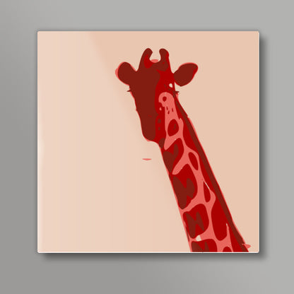 Abstract Giraffe Red Square Art Prints