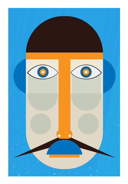 Human Face Digital Art With Blue Background  Art PosterGully Specials