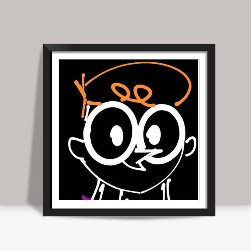 Dexter Laboratory Minimal Sketch Doodle Artwork (Childhood/Cartoon) Square Art Prints