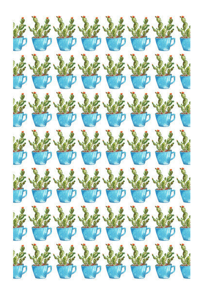 Cactus In A Cup Painted Watercolor Illustration Pattern Art PosterGully Specials